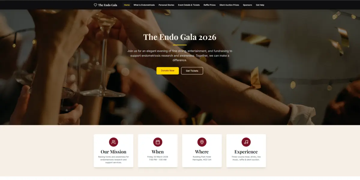 Endo Gala Website - Homepage